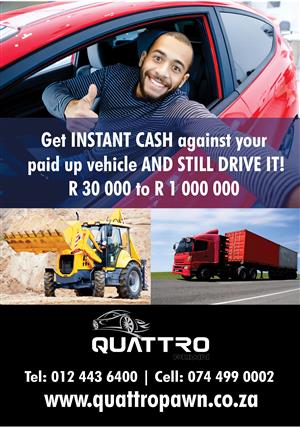 Get cash for your fully paid up vehicle and STILL DRIVE IT!