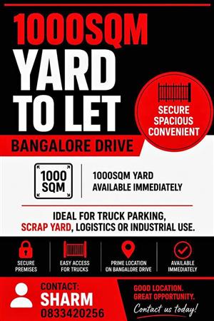 1000sqm of yard space for rent in Lenasia  Contact for price
