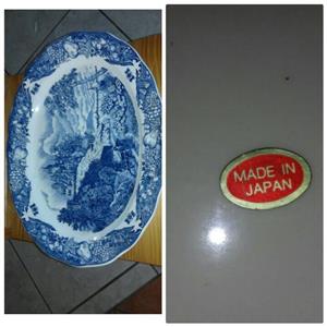 Japanese decorative blue plate