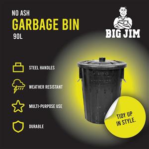 No Ash 90L Steel Garbage Bin – Durable, Weather-Resistant & Multi-Purpose