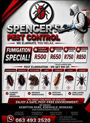 Eliminate unwanted pests from your home with our fumigation special 