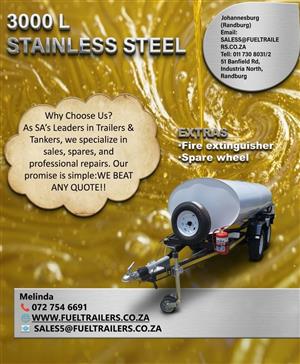 3000L Stainless Steel Fuel mobile tank trailer 