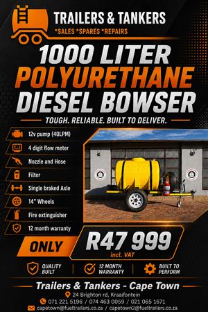 1000 Liter Polyurethane Diesel Bowser trailer