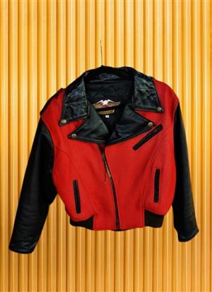 Authentic Vintage Harley Davidson Leather & Wool-Blend Ladies Jacket (Size M)