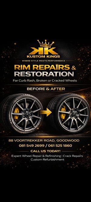 Rim Repairs and refurbishment services available at Kustom Kings 