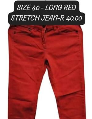 Long Red Stretch Jean - Size 40