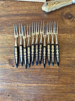 Set of 11 vintage Japan stainless cocktail  forks