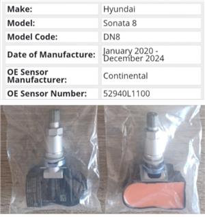 Hyundai Sonata TPMS tyre pressure monitor sensors and valves 