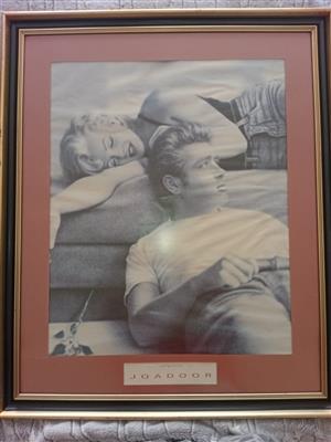 90X70 cm Marlin Manroe & James Dean poster in frame