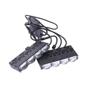 Universal 4-LED Grid Grill Light - Yellow/White - 130x65x20mm (pair)