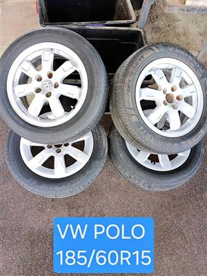 VW POLO RIMS AND TYRES COMPLETE SET FOR SALE!!
