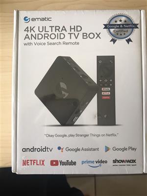 Ematic 4K Ultra HD Android TV Box Brand new
