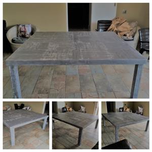 Patio table Farmhouse series 2000 square Grey weathered