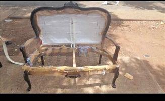 BEAUTIFUL  ANTIQUE Couch FRAME - unique Wood carving - CRESTA  WhatsApp number