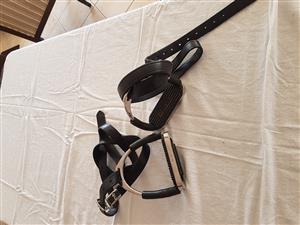 Stirrup irons, treads and leathers