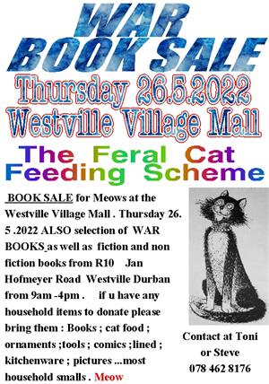 WAR  BOOKS  SALE at the Westville Village Mall . Thursday 26. 5 .2022
