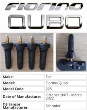 Fiat Fiorino & Qubo TPMS tyre pressure monitor sensors and valves 