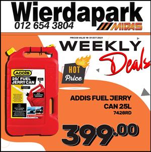 ADDIS Fuel Jerry Can 25L! ! Prices valid 18-31 Oct 2021!