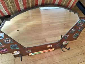 Antique mirror with hooks