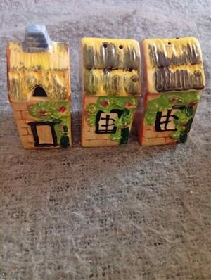 Vintage salt and pepper shakers with mustard pots