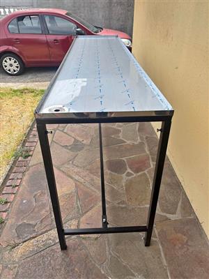Stainless steel sausage table 570x2450x900mm high with corner drain other sizes available