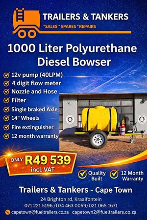 2026 Trailers&Tankers 1000 liter polyurathane fuel bowser/ diesel trailer/ mini tanker