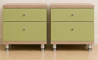 Red apple furniture for sale 2 drawers olive/mustard green fronts light wooden