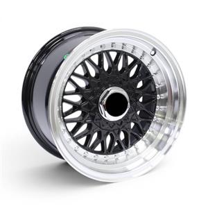 15″ KS031 4/100 & 4/114 Black Machine Lip Alloy Wheels