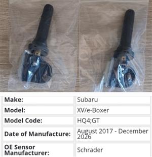 Subaru XV TPMS tyre pressure monitor sensors and valves 