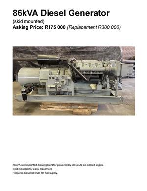 86kVA Diesel Generator (skid mounted)