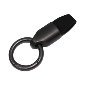 Gunmetal Grey Keyring with Black Leather Strap