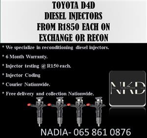 TOYOTA D4D 2.5 AND 3.0 DIESEL INJECTORS FOR SALE ON EXCHANGE OR RECON 