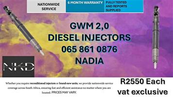 GWM 2,0 DIESEL INJECTORS FOR SALE -RECONDITIONED AND NEW