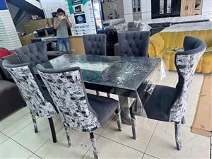  Elegant 6-Seater Dining Set – Stylish Table with Comfortable Chairs 