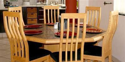 Oak wood Dining room set with slate top