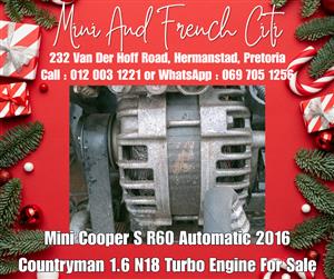Mini Cooper S R60 2016 1.6 N18 Alternator For Sale - OEM Charging System Part!!