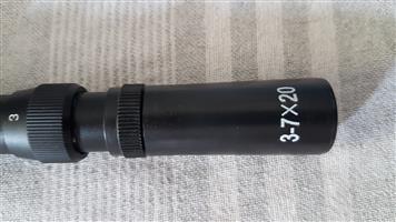 Not sure of the make but a 3-7x20 rifle scope for sale. Excellent condition