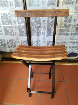 3 Oak bar stools and steel