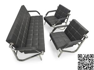 CMM01B - YU FURNITURE 3-Piece Reception Suite – Black CU Leather