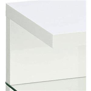 NEW High Gloss White Side Table with Clear Glass Shelf