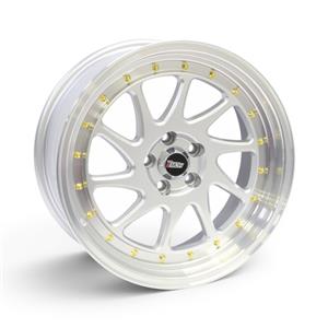 17″ TWC495 5/100 Silver Machine Lip With Gold Rivets Alloy Wheels
