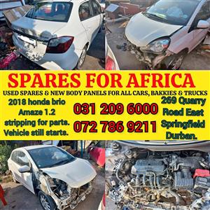 2018 honda brio amaze 1.2 manual now stripping for parts @ SPARES FOR AFRICA.