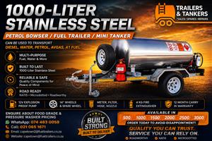 Fuel Trailer/ Mini Tanker 1000 liter Stainless steel Petrol Bowser