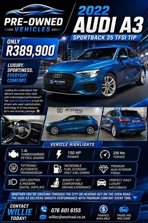 2022 Audi A3 Sportback 35 TFSI TIP