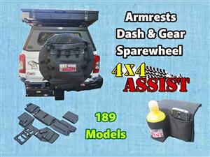 Armrests, Dashcovers, Gear, Sparewheel, Toolbags & 4x4 Canvas