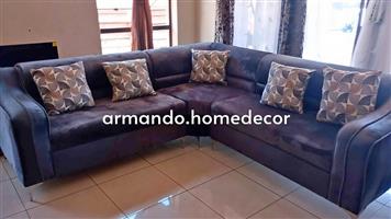 New grey fabric corner couch + free cushions