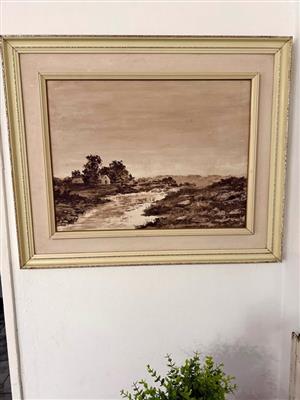 Vintage original Rustic scene in a muted sepia tone