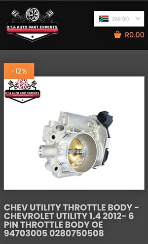 Chev Utility Throttle Body -Chevrolet Utility 1.4 2012- 6 PIN Throttle Body OE 94703005 0280750508