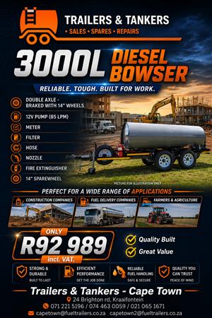 3000 Liter Diesel Bowser (Mild Steel)