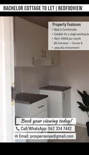 BACHELOR COTTAGE TO LET | BEDFORDVIEW  A neat and comfortable bachelor cottage i